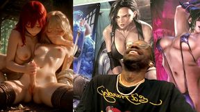 anime girl jerking off a transgender with a tight bald pussy until she cums hard, ai generated