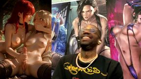 anime girl jerking off a transgender with a tight bald pussy until she cums hard, ai generated