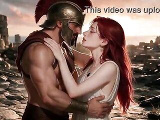 AI Generated Elf Queen Conquered by Spartan In nature's garb Siege Team fuck in Ancient Troy & Ruins [Comics CG]