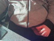 Bear body in sweat pants cock out getting hard teasing penis head