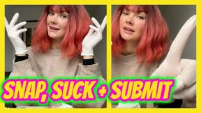 White Latex Glove Fetish Snap, Suck and Submit