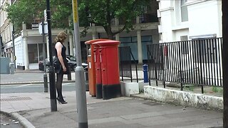 Sexy Transvestite jacking out side the post office