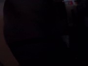 Uncut cock crossdresser in fishnet stockings and platform high heels masturbating while decorating
