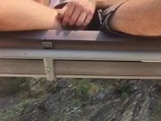 Gay twink jerking off on a public bench... almost got caught!