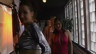 Amateur big tits babe in stockings takes rough anal pounding from gangbang crew