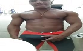 Hot dominican guy strokes his tasty cock solo