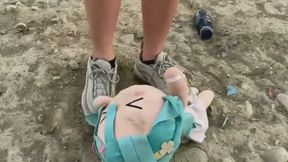 cute feet trample and crush toy + dirty feet + spitting