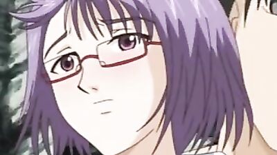 Secret beach party: glasses-wearing nerd with trimmed pussy squirts & teases in hentai