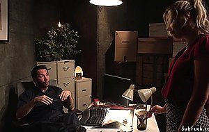 Warehouse worker fuck tied blonde slut