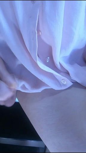 Trans Lady Slut Daphne Sits on Her Pink Dildo and Jerks off in a Glass