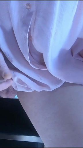 Trans Lady Slut Daphne Sits on Her Pink Dildo and Jerks off in a Glass