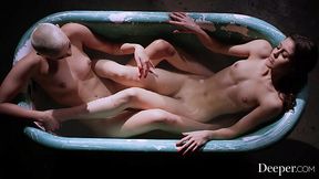 Two sexy girls sharing his dick in a hot steamy session!