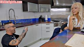 Big-titted TS blondie assfucked by BF