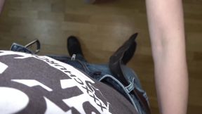 Brunette dresses sexy and then sucks cock