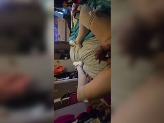 Sissy in nylons jerking schlong