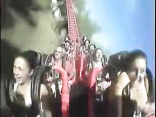 tittty popping out on rollercoaster
