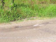 Barley Legal TEEN TWINK first time piss video on the side of the road.