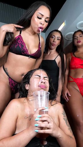 Spit Swallow Gang Girls - Swallow All Liters of Our Luxus Spit
