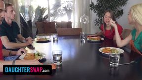Best buddies swap stepdaughters and enjoys drilling their tight twats