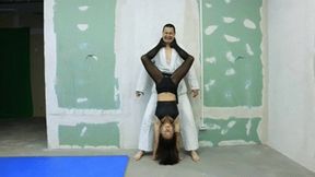 Tiffany demonstrates her gymnastics skills