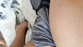 Mom handjob son erect before he returns