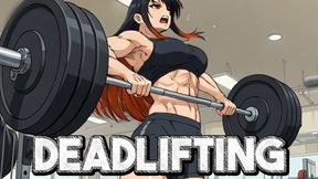 Muscle Girl Weightlifting - Rika Shows Off Her Muscles | Workout and Deadlift Session