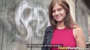 ”Brunette babe Tiffany Blue screwed outside in exchange for cash”