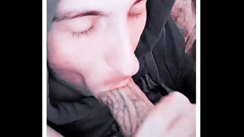 Self-sucking of a beautiful tattooed cuck. Best Autofellatio !