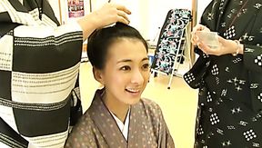 Asian cutie Masako Umemiya gets prepared to become geisha