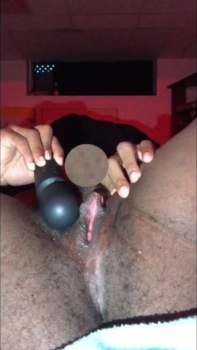 Ebony Trans Pussy Gushed Destroyed by Wand Squirt 5AM
