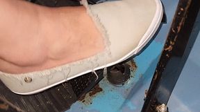 Hard pedal Pumping with Sneakers in the Blue Van