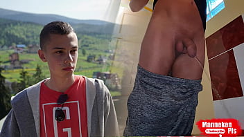 Pissing in the street toilet with foreskin
