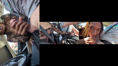Jerked off while driving a real public handjob