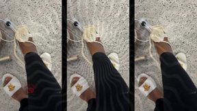 You watch as she slowly slides her perfect, bare foot into a....