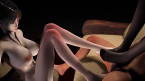 3D Threesome Sex Footjob Sex with Two Horny Slut Babe