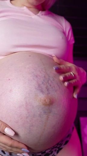 3 Bras, Oil and Slaps on Huge Pregnant Belly