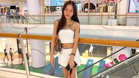 Mall pickup of tiny Thai teen beauty and taken to a hotel for sex