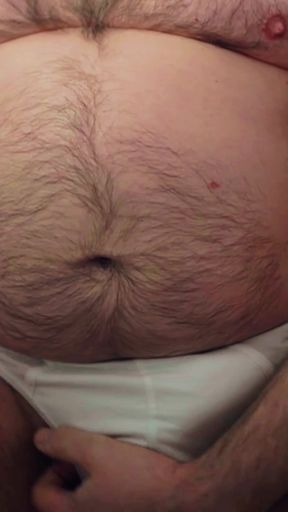 Stepdad in White Briefs Jerking off Cum Show on Hamster