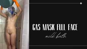 milk bath in gas mask full face
