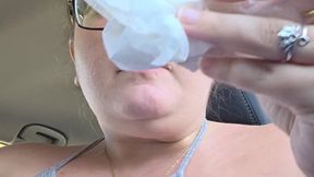 Reina Lokita eating a bagel with some flashes