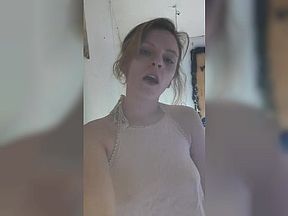 Teen hides in the back room to smoke a cigarette and maybe touch her tits