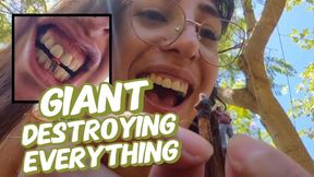 POV Giant Alesia rampages through the forest, devouring little men