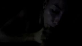 Night homemade blowjob with cum in mouth