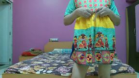 Sexy sissy crossdresser femboy Sweet Lollipop masturbation and cum in a traditional short dress.