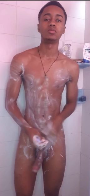 Wet BBC in Shower Fucking My Fleshlight Until Cumshot Black20one