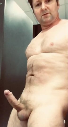 Risky locker room wank