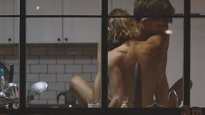 Beautiful and romantic sex at the kitchen