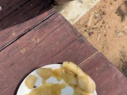 Large Feet Squishing a Banana