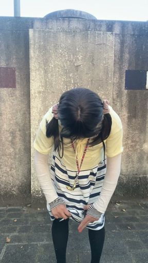 No.335 Crossdresser Exposing Tucks in Male Toilets and Peeing