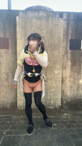 No.335 Crossdresser Exposing Tucks in Male Toilets and Peeing